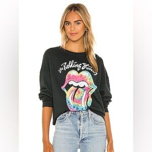 Daydreamer x Revolve Rolling Stones tiedye tongue logo oversized sweatshirt sz M